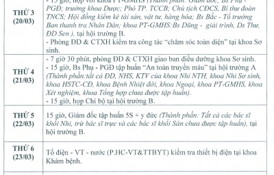 Kế hoạch tuần 4 tháng 3 năm 2018